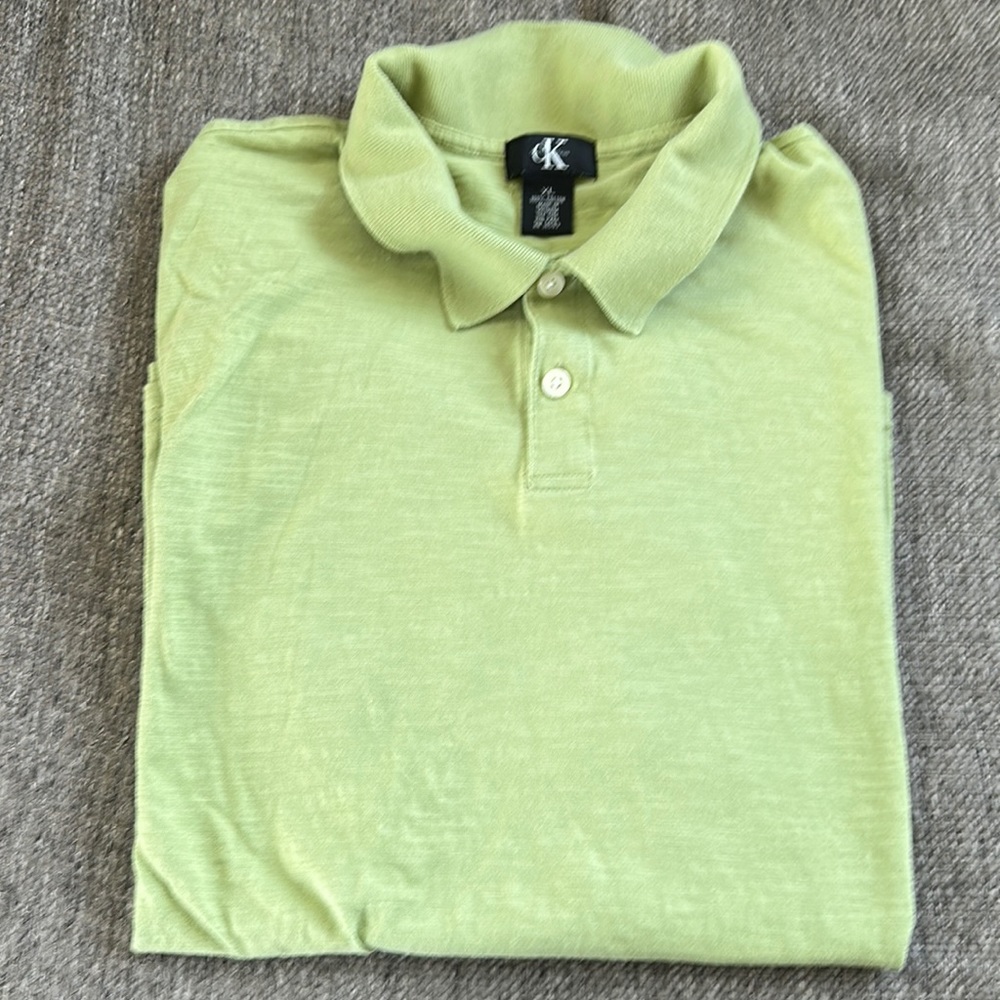 Calvin Klein Men's Pique Polo Shirt XL Lime Pastel Green